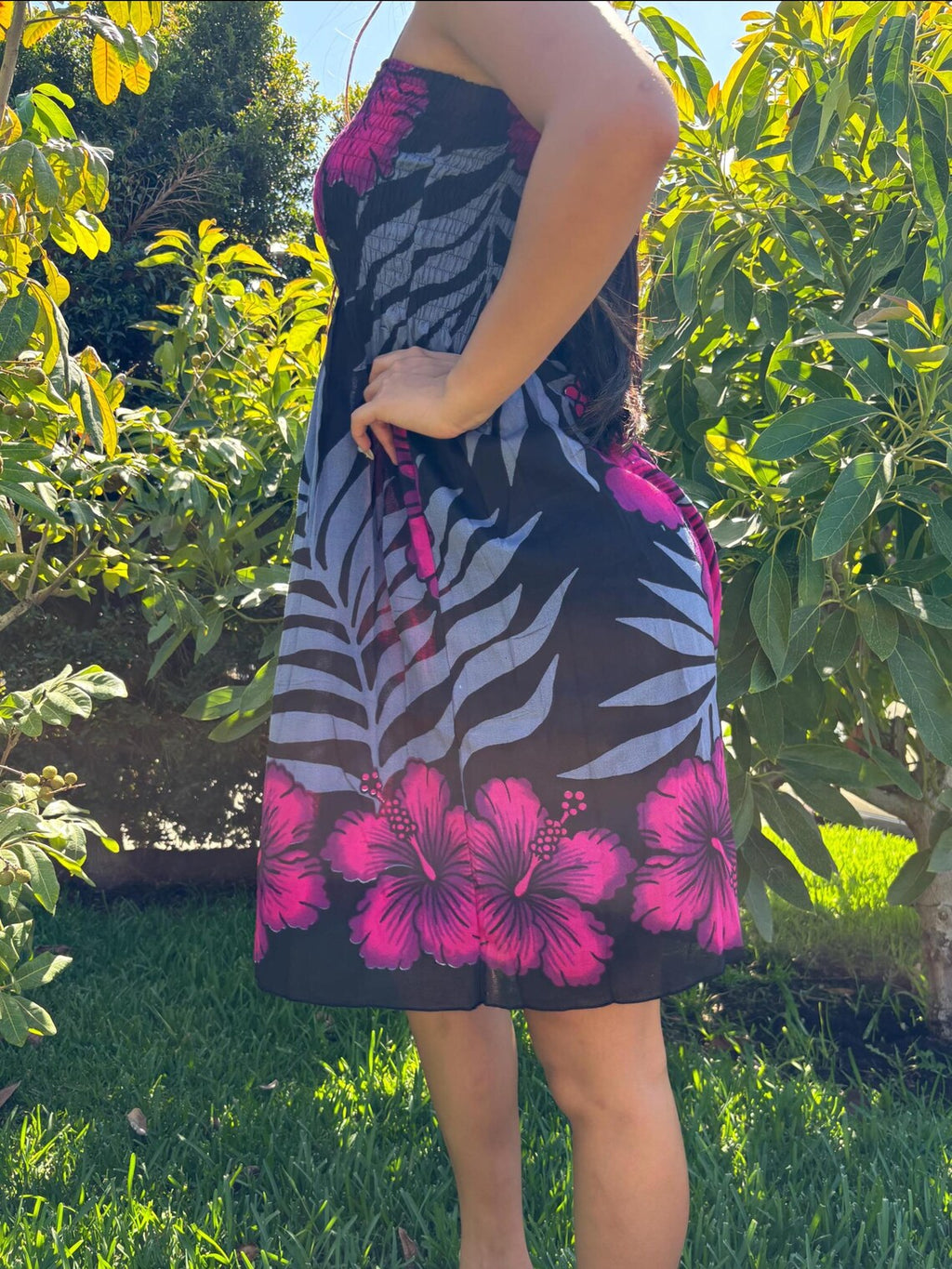 Anela Sun Dress - Pink & Grey