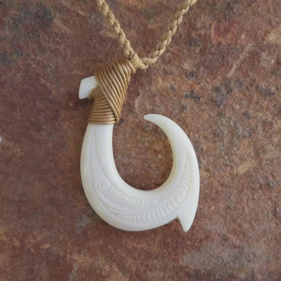Maori Mini Engraved Fish Hook Pendant