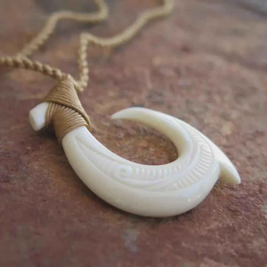 Maori Mini Engraved Fish Hook Pendant