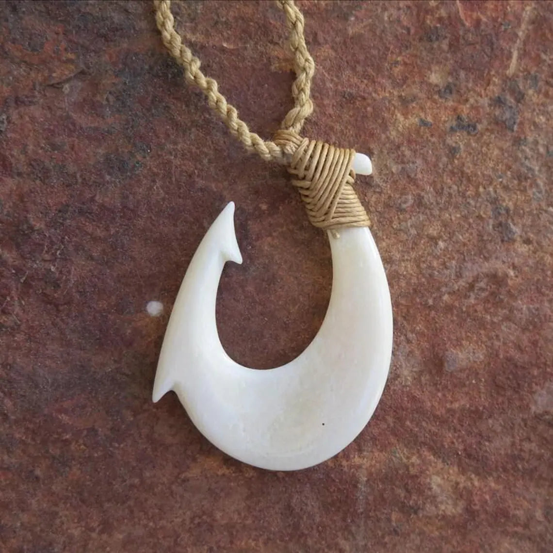 Maori Engraved Scale Fish Hook Pendant