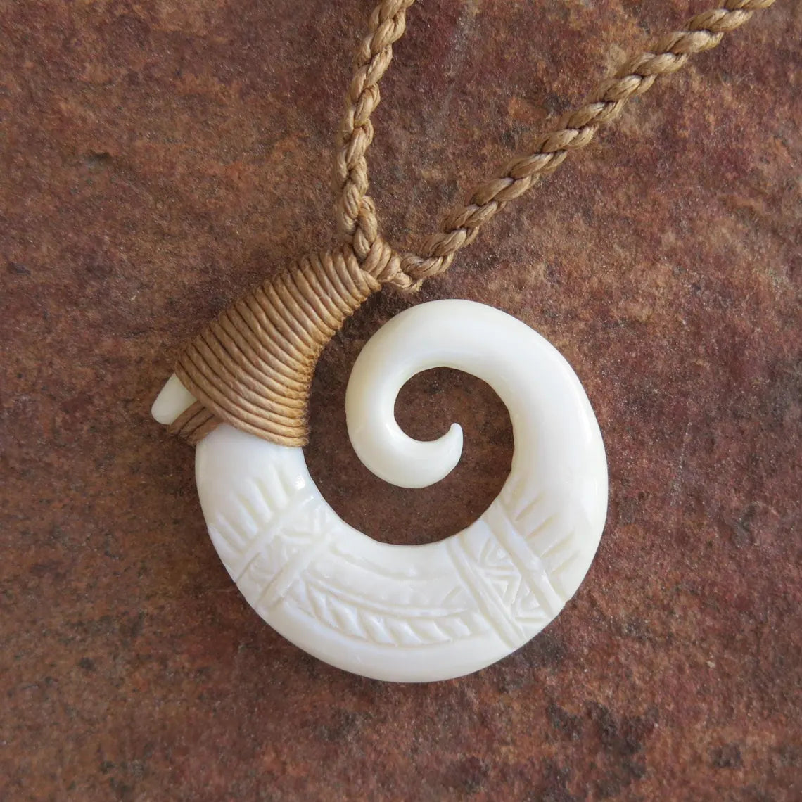 Spiral Engraved Fish Hook Pendant