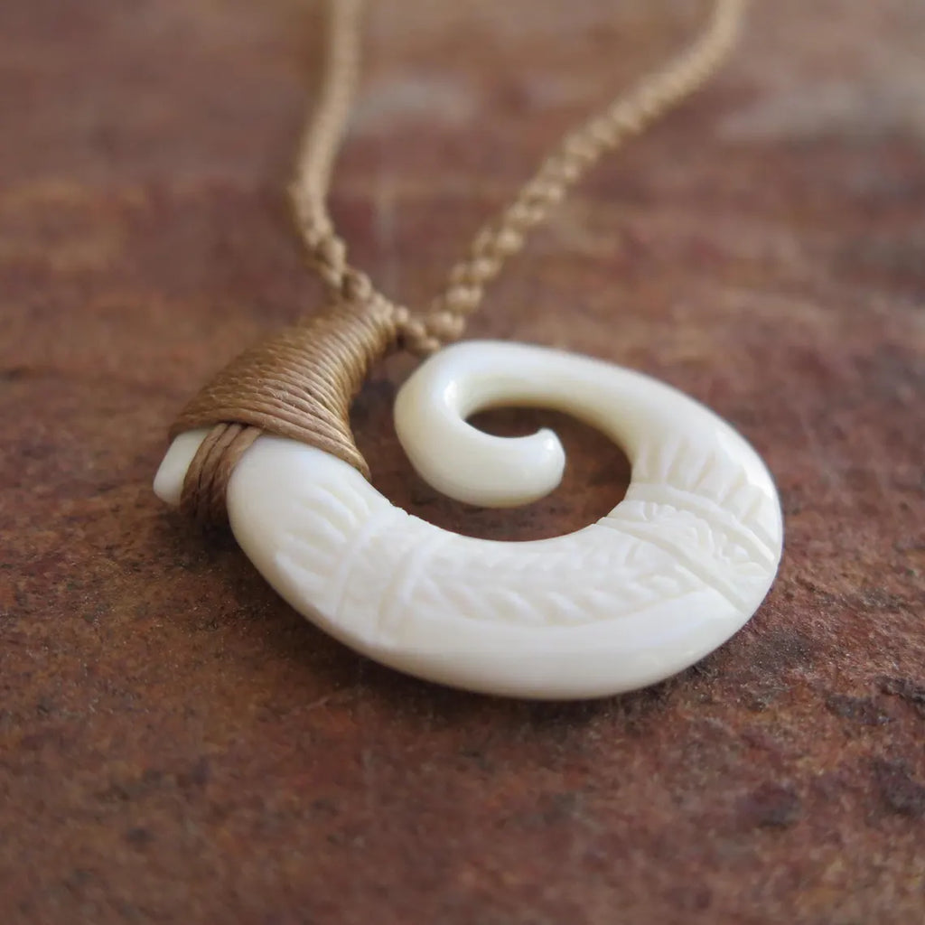 Spiral Engraved Fish Hook Pendant