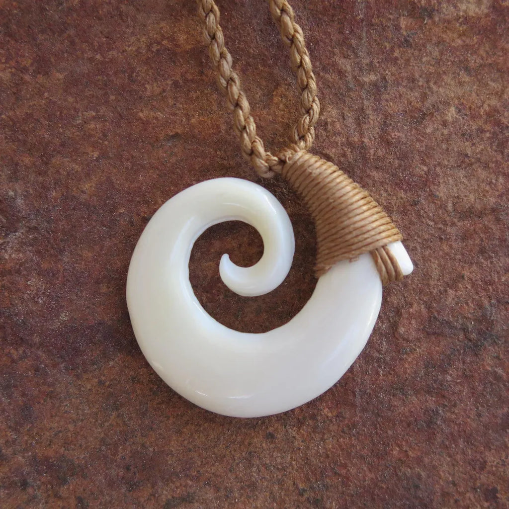 Spiral Engraved Fish Hook Pendant