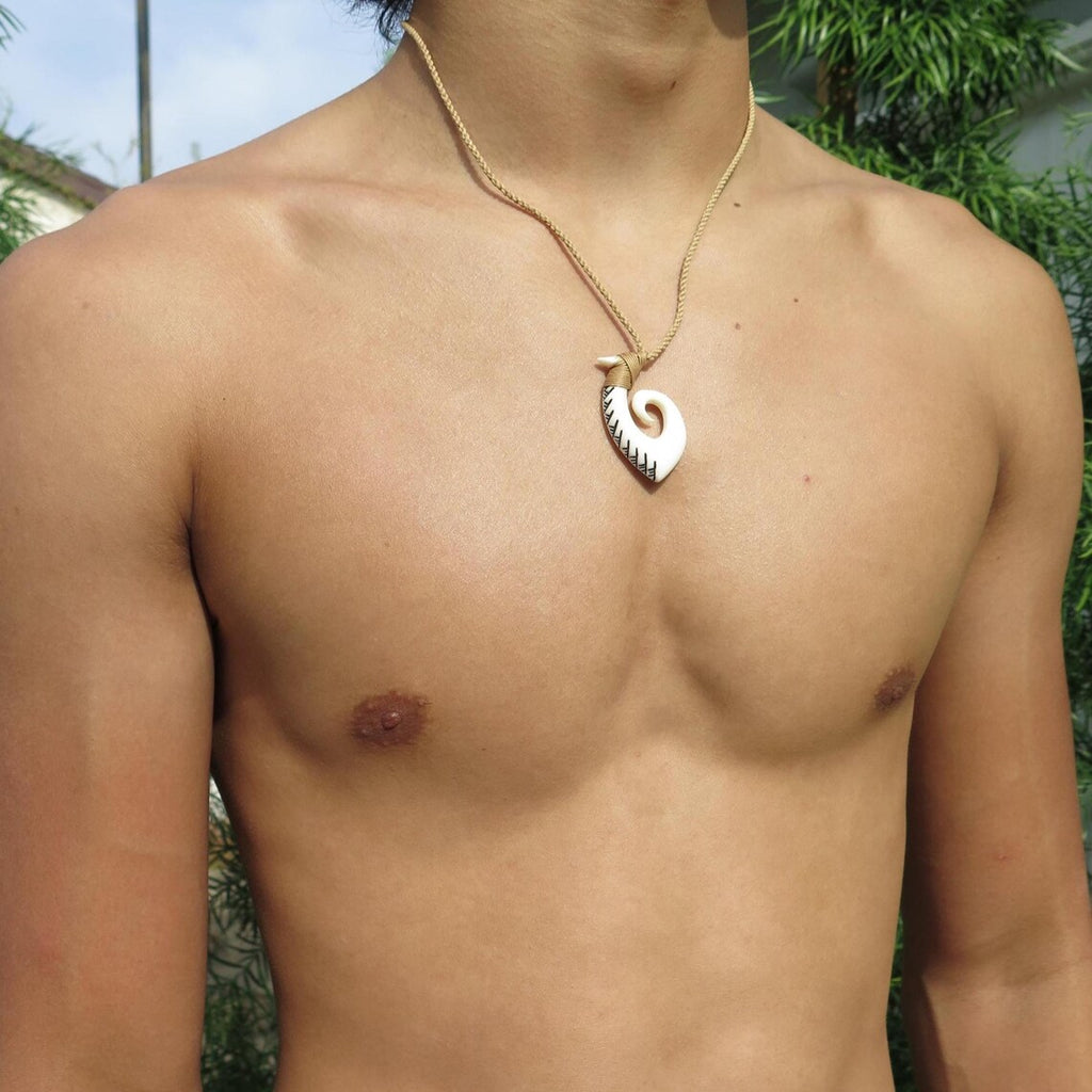 Maori Tribal Etched Fish Hook Pendant