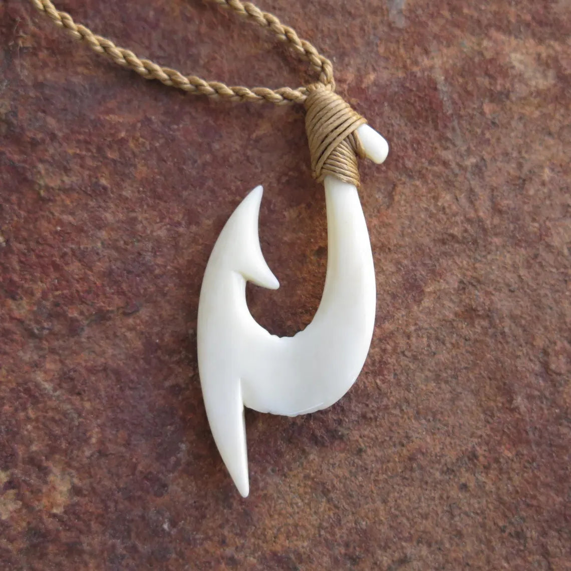 Tribal Etched Fish Hook Pendant