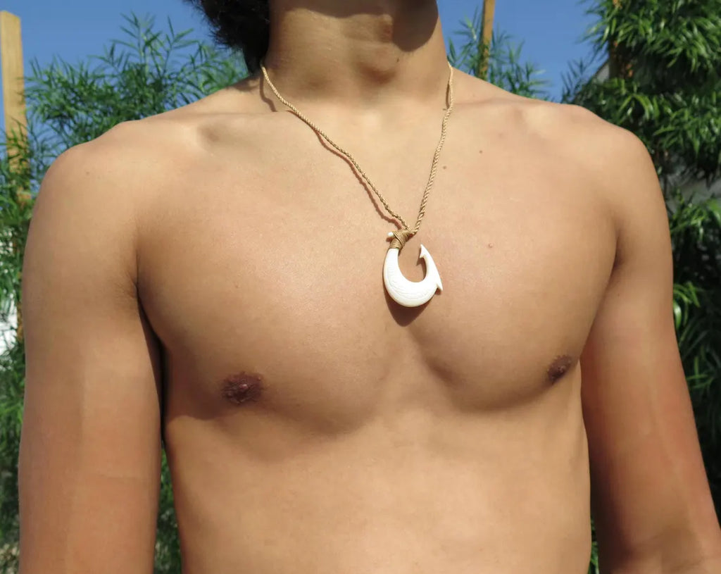Maori Engraved Scale Fish Hook Pendant