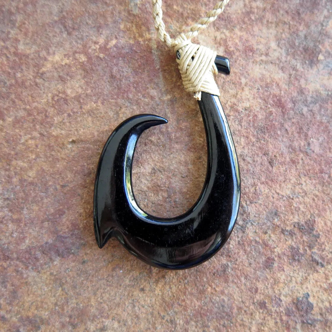 Maori Tribal Etch Fish Hook Pendant