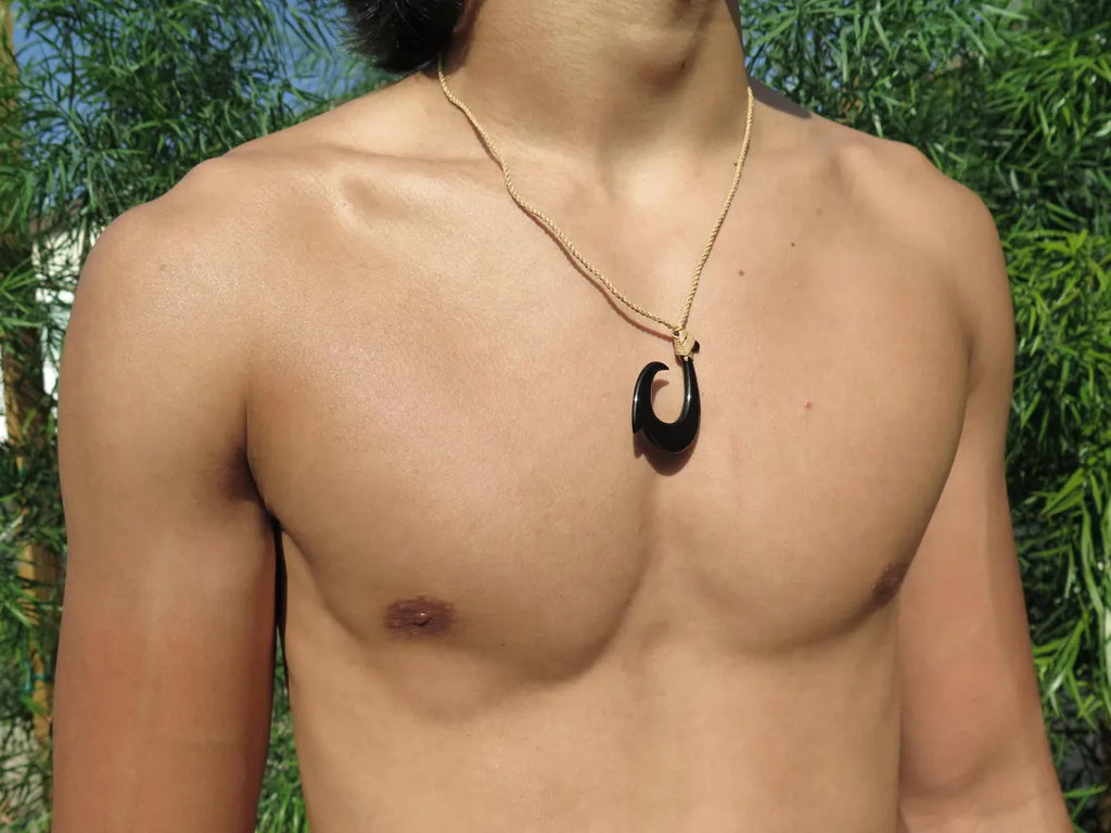 Maori Tribal Etch Fish Hook Pendant