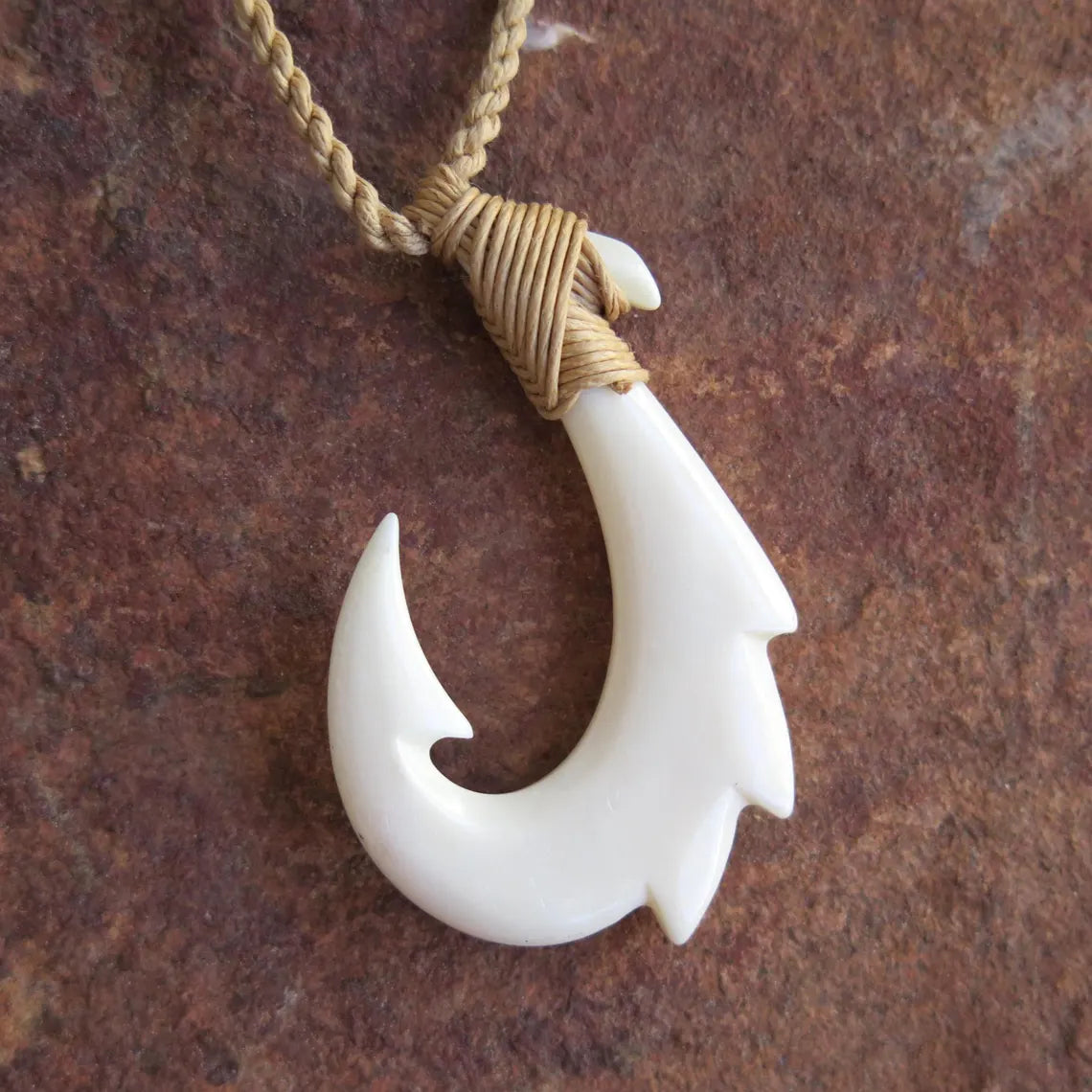 Maori Tribal Etch Fish Hook Pendant
