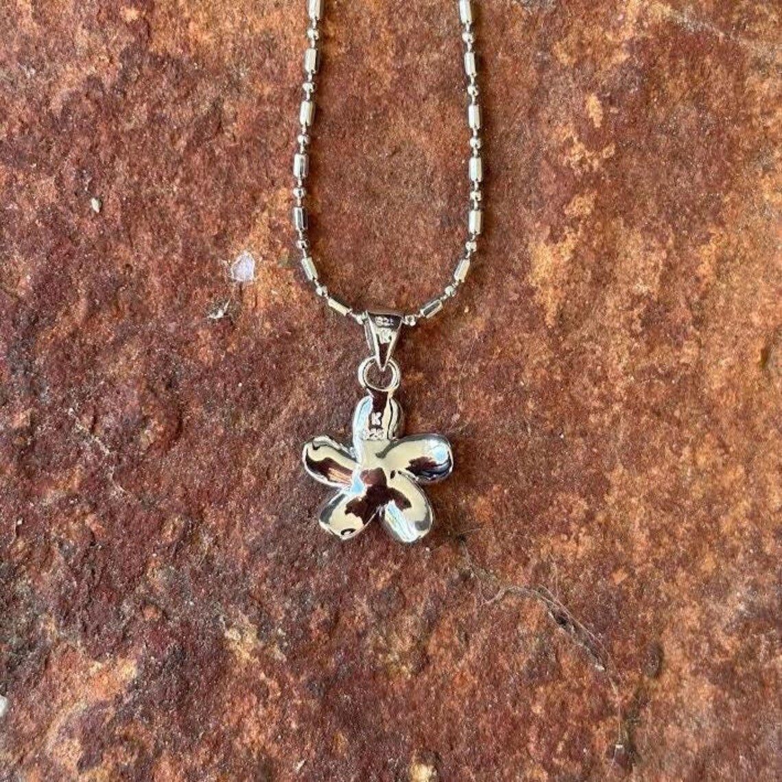 Two Tone Plumeria Pendant - Silver & Gold