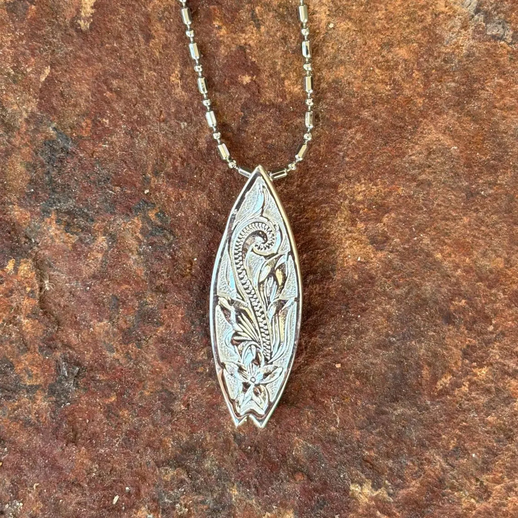 Scroll Surfboard Pendant - Silver