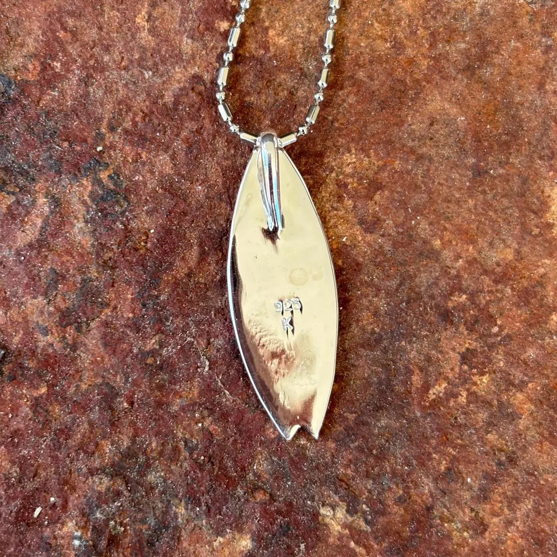 Scroll Surfboard Pendant - Silver