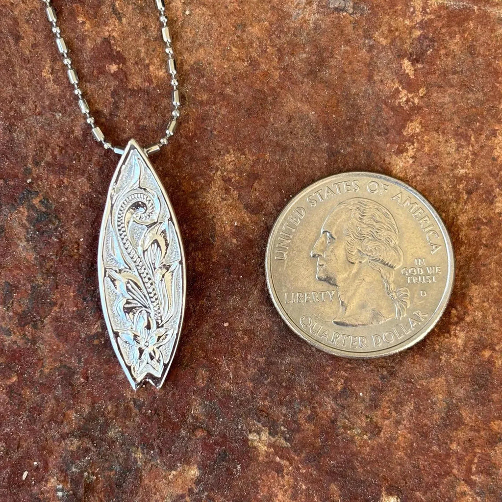 Scroll Surfboard Pendant - Silver
