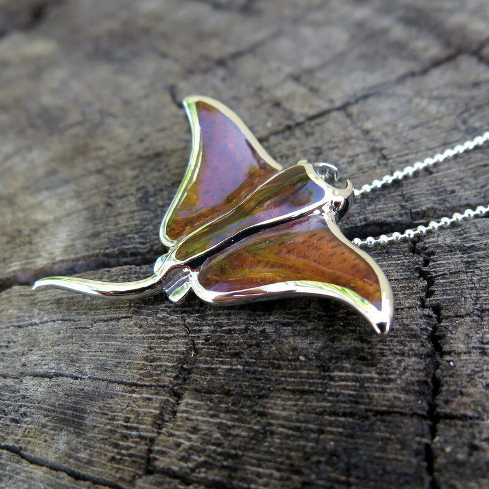 Sting Ray Koa Wood Pendant