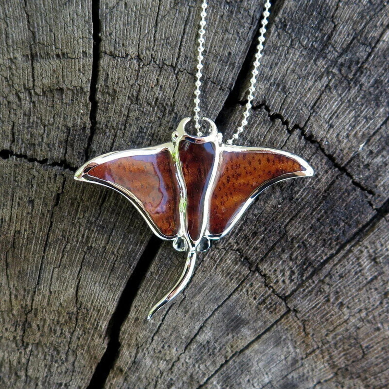Sting Ray Koa Wood Pendant