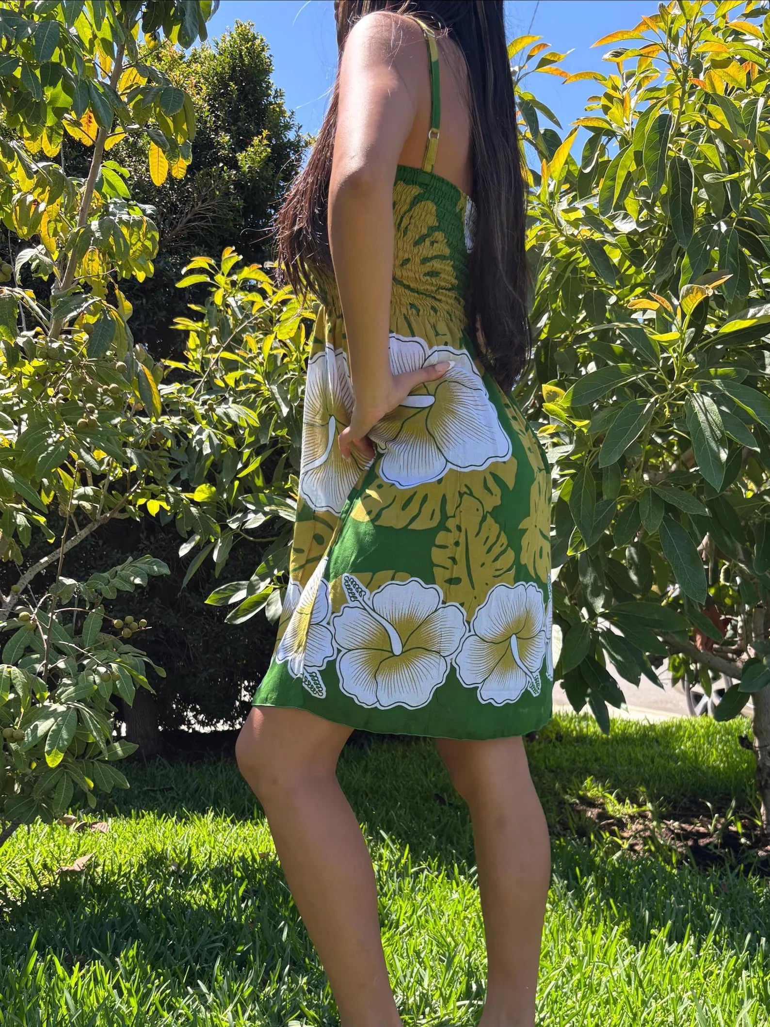 Laulani Sun Dress - Green & Yellow