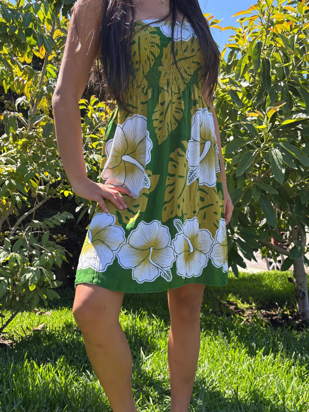 Laulani Sun Dress - Green & Yellow