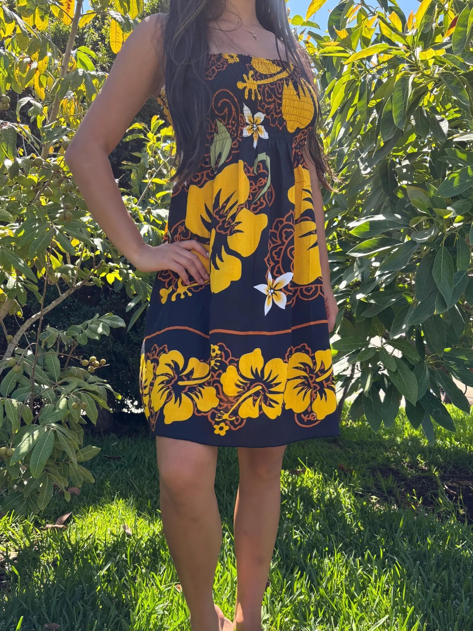 Noelani Sun Dress - Yellow & Black