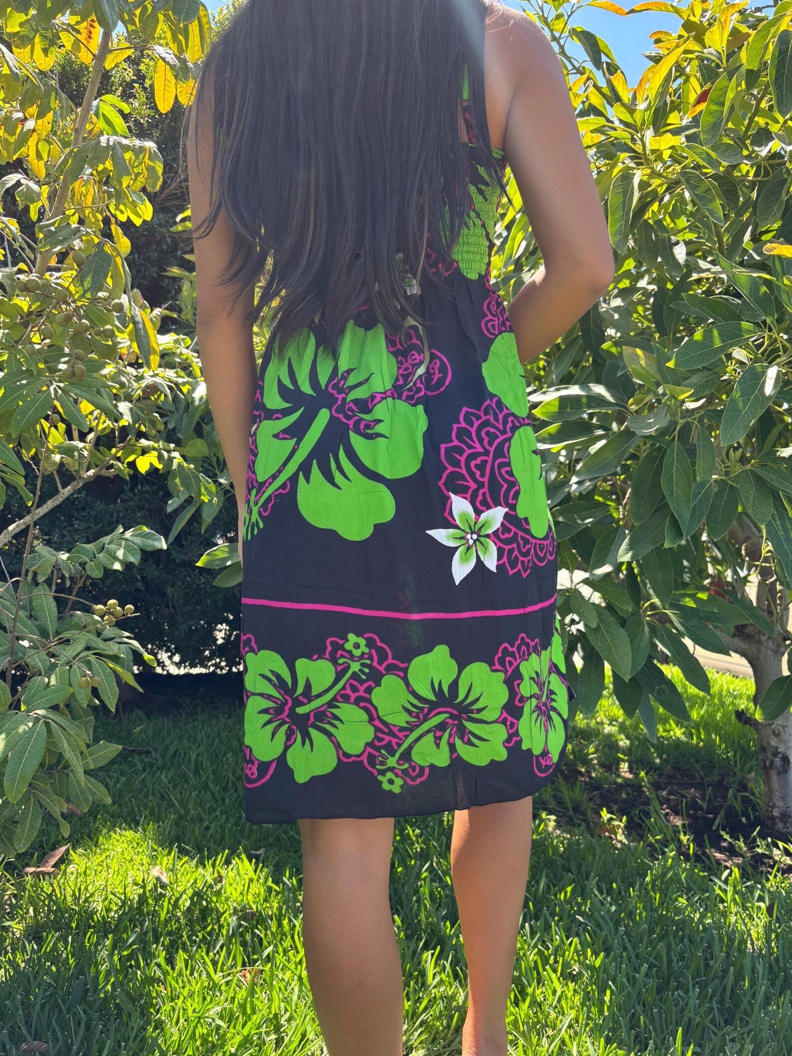 Noelani Sun Dress - Green & Purple