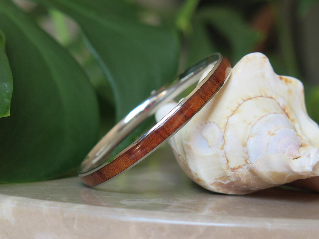 Koa Wood Stainless Steel Bangle