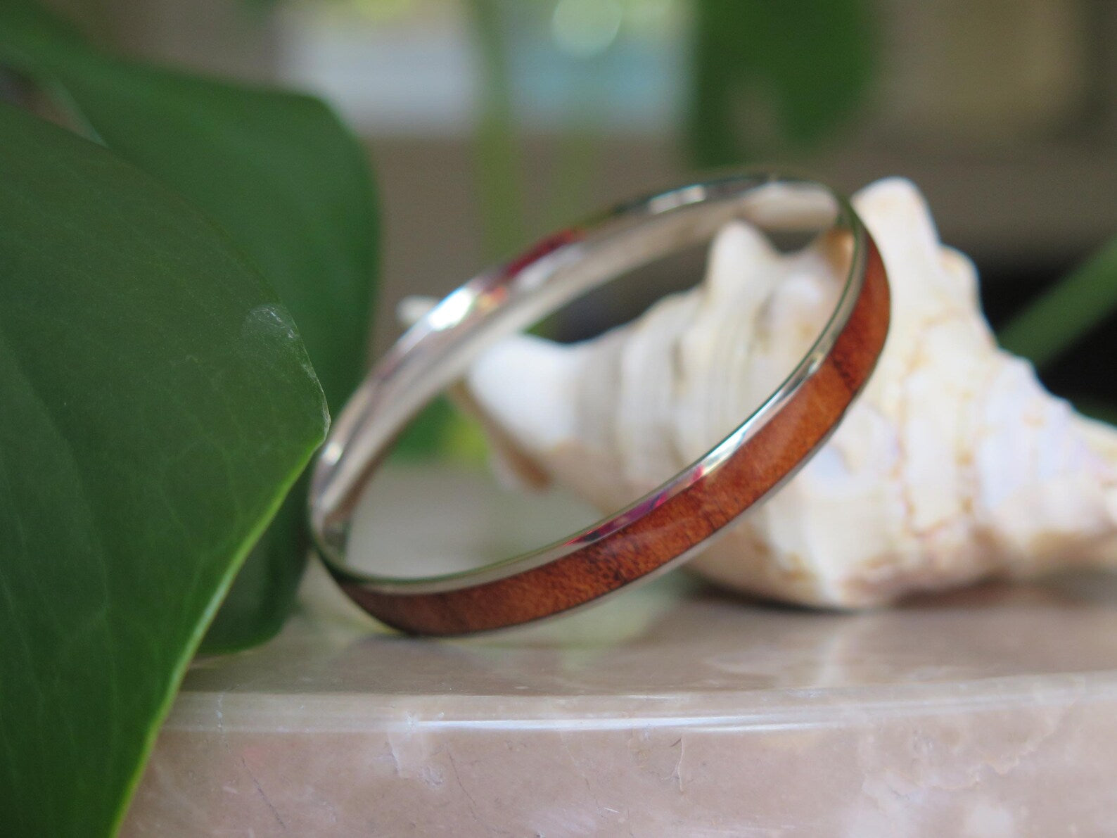 Koa Wood Stainless Steel Bangle