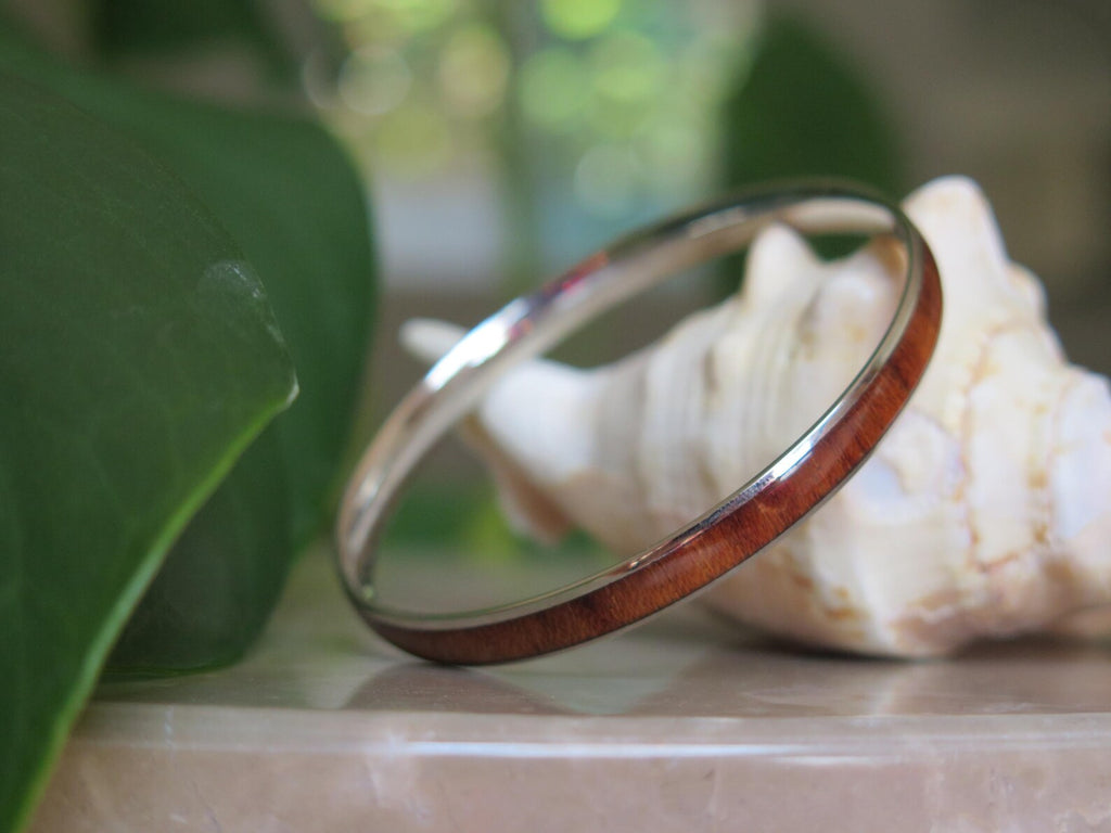 Koa Wood Stainless Steel Bangle
