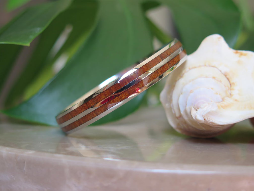 Koa Wood Double Stainless Steel Bangle