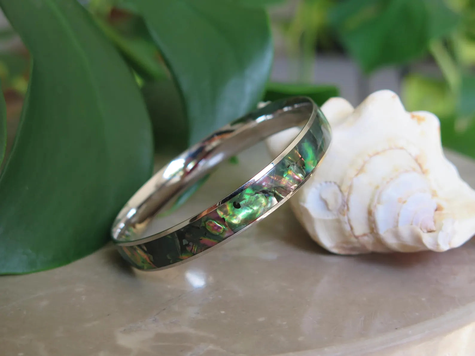 Abalone Shell Stainless Steel Bangle