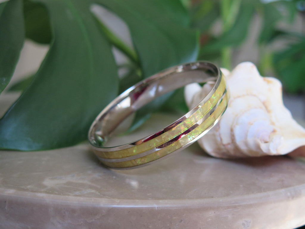 Whtie Abalone Shell Stainless Steel Bangle