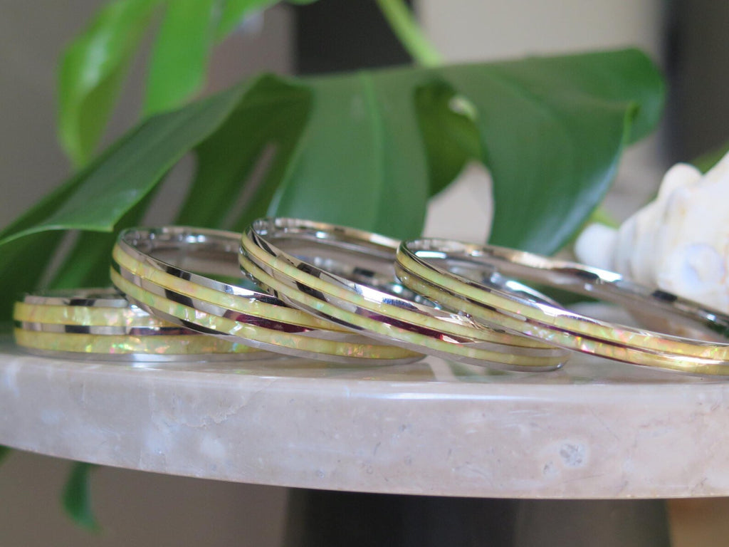 Whtie Abalone Shell Stainless Steel Bangle