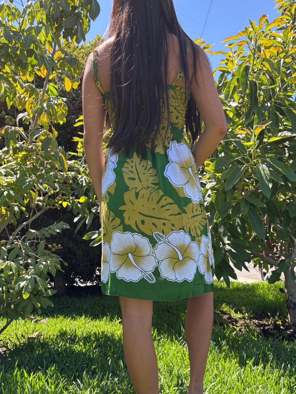 Laulani Sun Dress - Green & Yellow