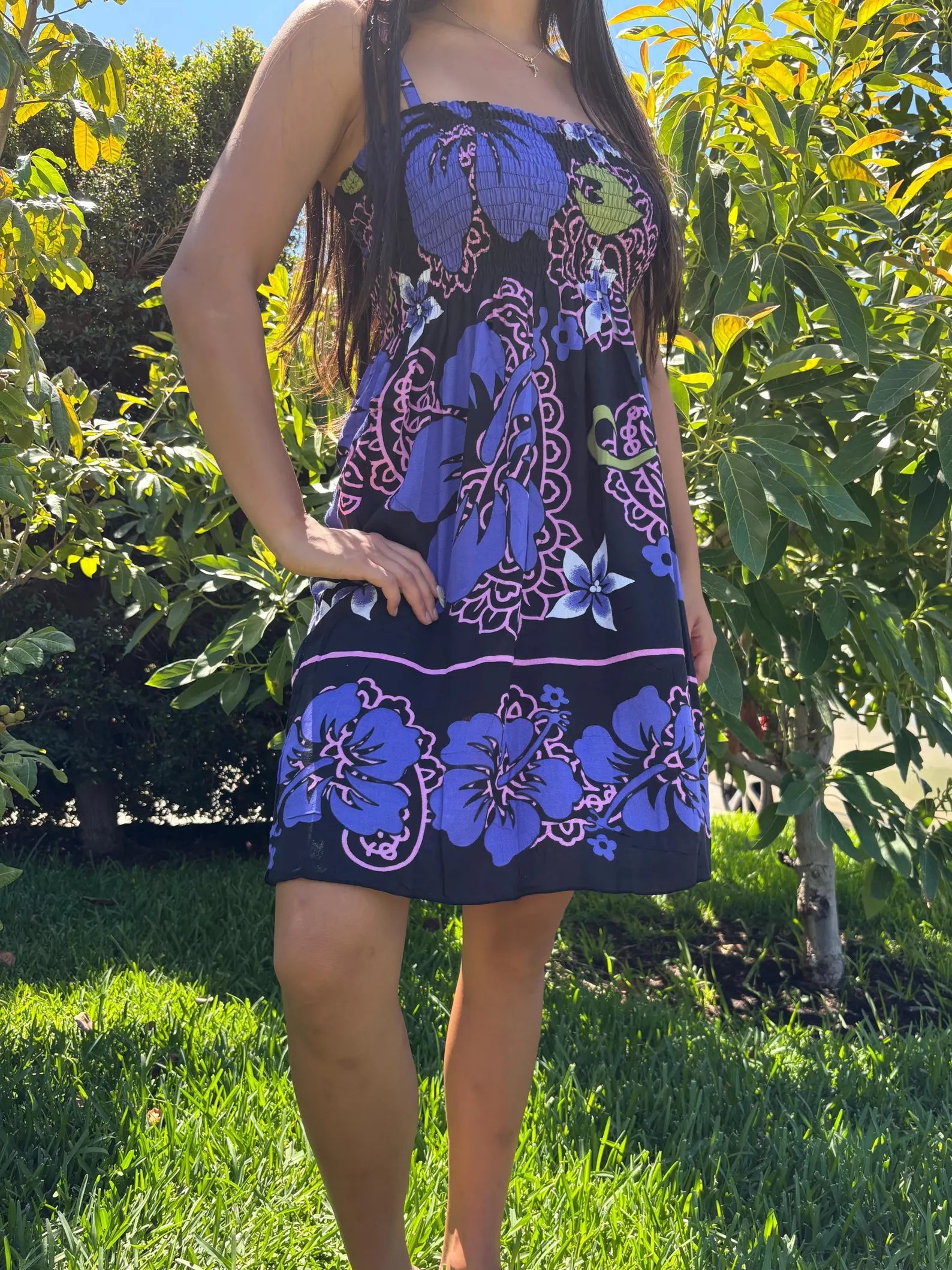 Noelani Sun Dress - Purple & Black