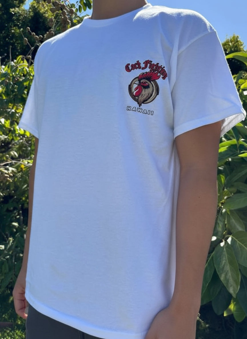 Cock Fighting Roosters Graphic Tee - Black & White