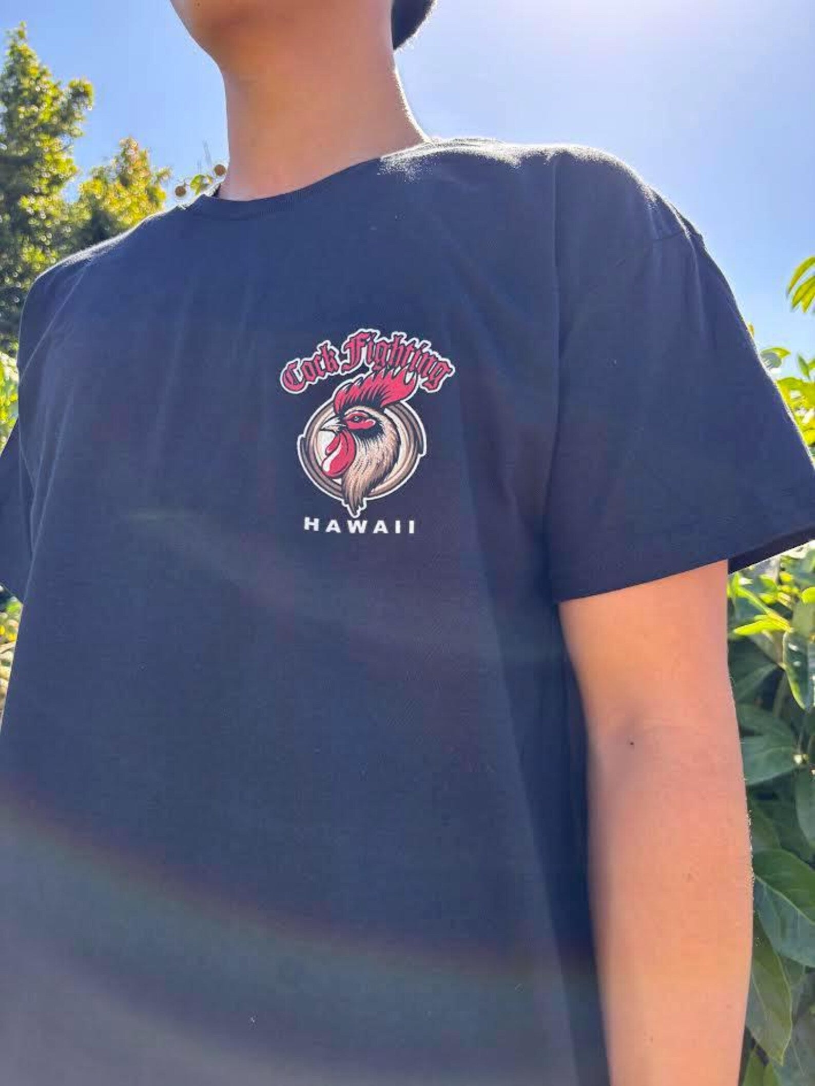 Cock Fighting Roosters Graphic Tee - Black & White