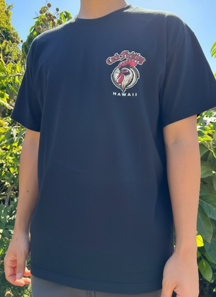 Cock Fighting Roosters Graphic Tee - Black & White