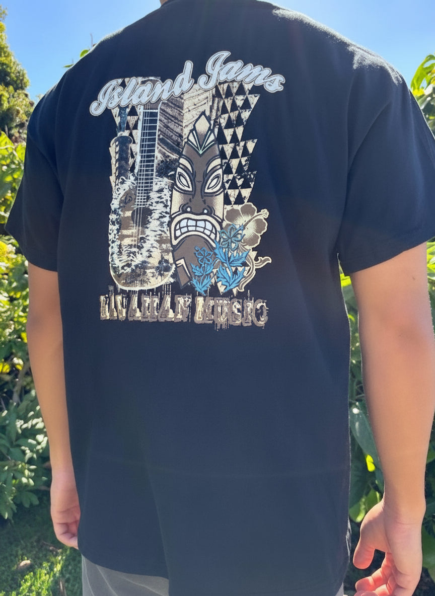 Tiki Island Jams Graphic Tee - Black & White