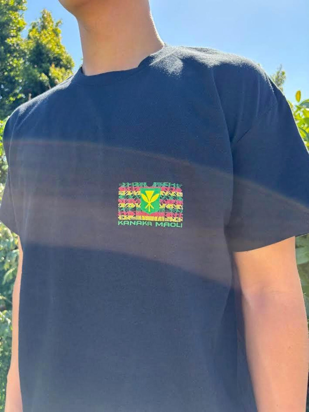 Kanaka Maoli Rasta Flag Graphic Tee - Black & White