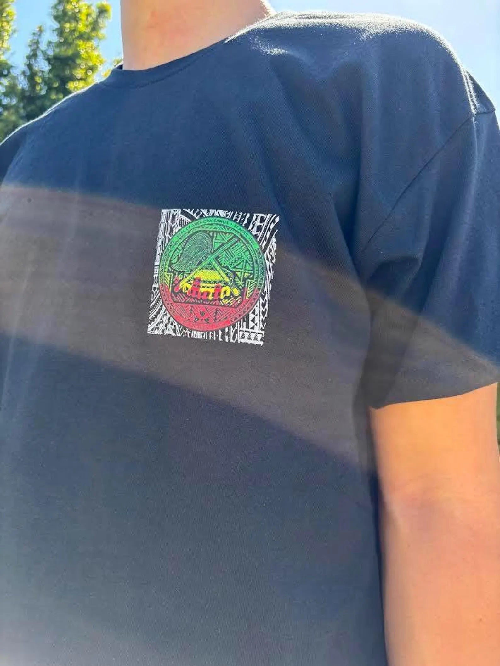 Samoan America Rasta Seal Graphic Tee - Black & White