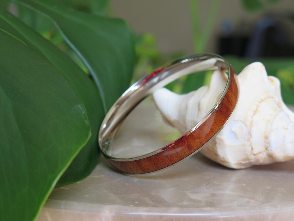 Koa Wood Stainless Steel Bangle