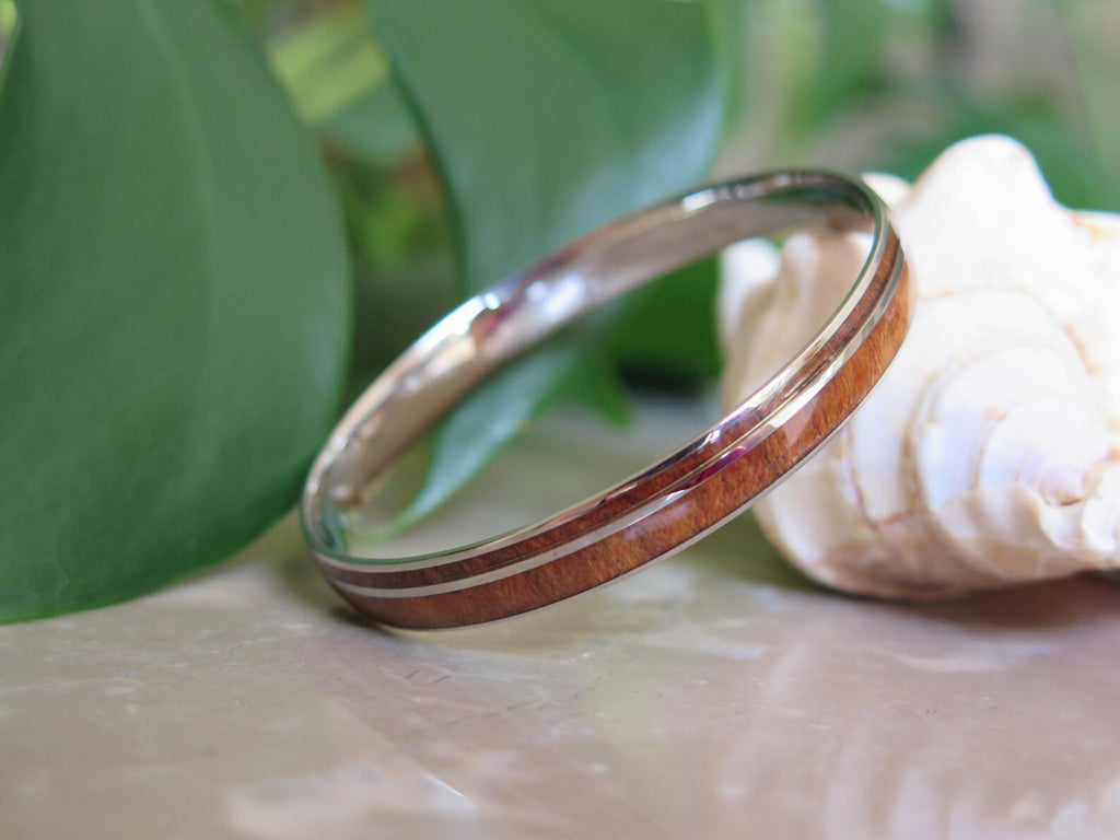 Koa Wood Double Stainless Steel Bangle