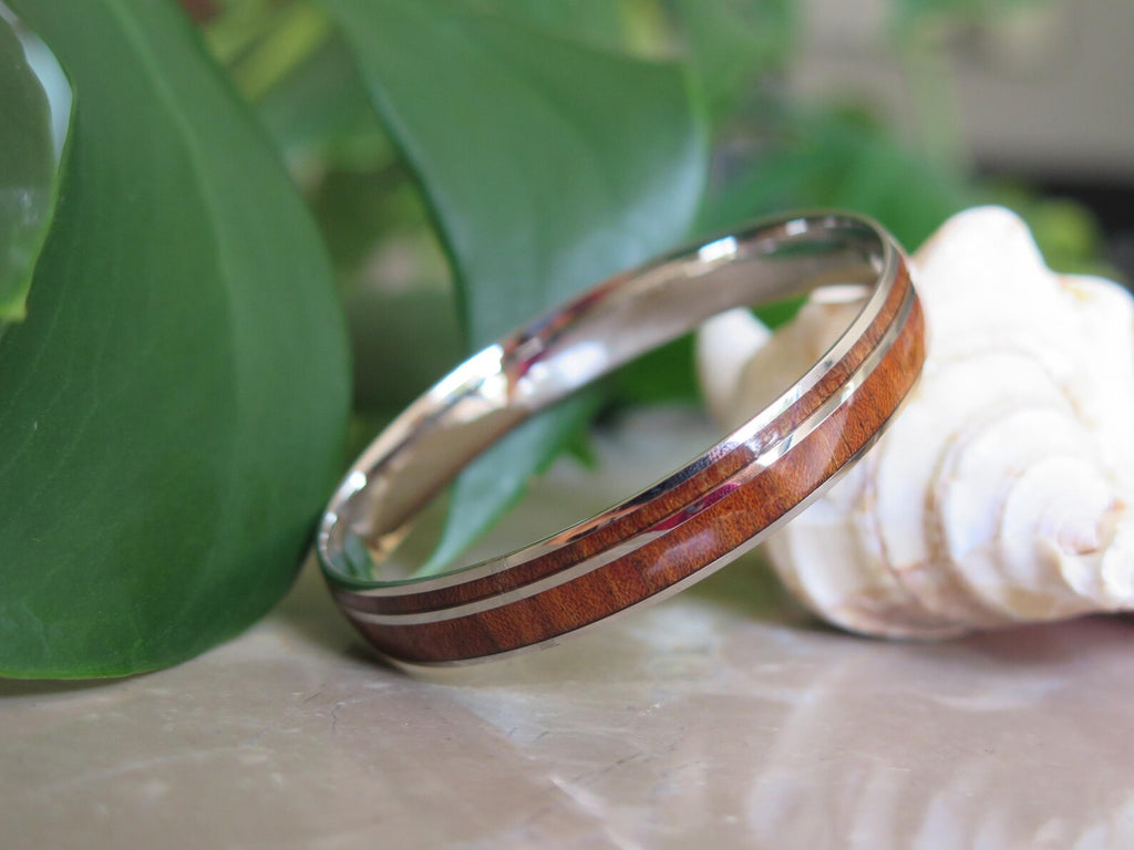 Koa Wood Double Stainless Steel Bangle