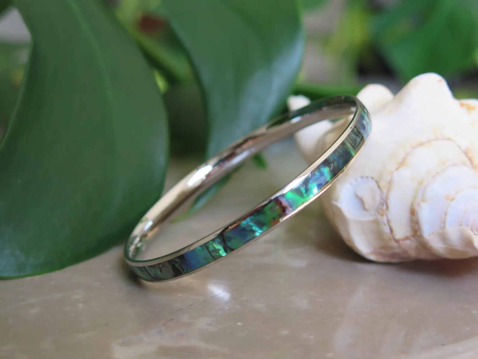 Abalone Shell Stainless Steel Bangle