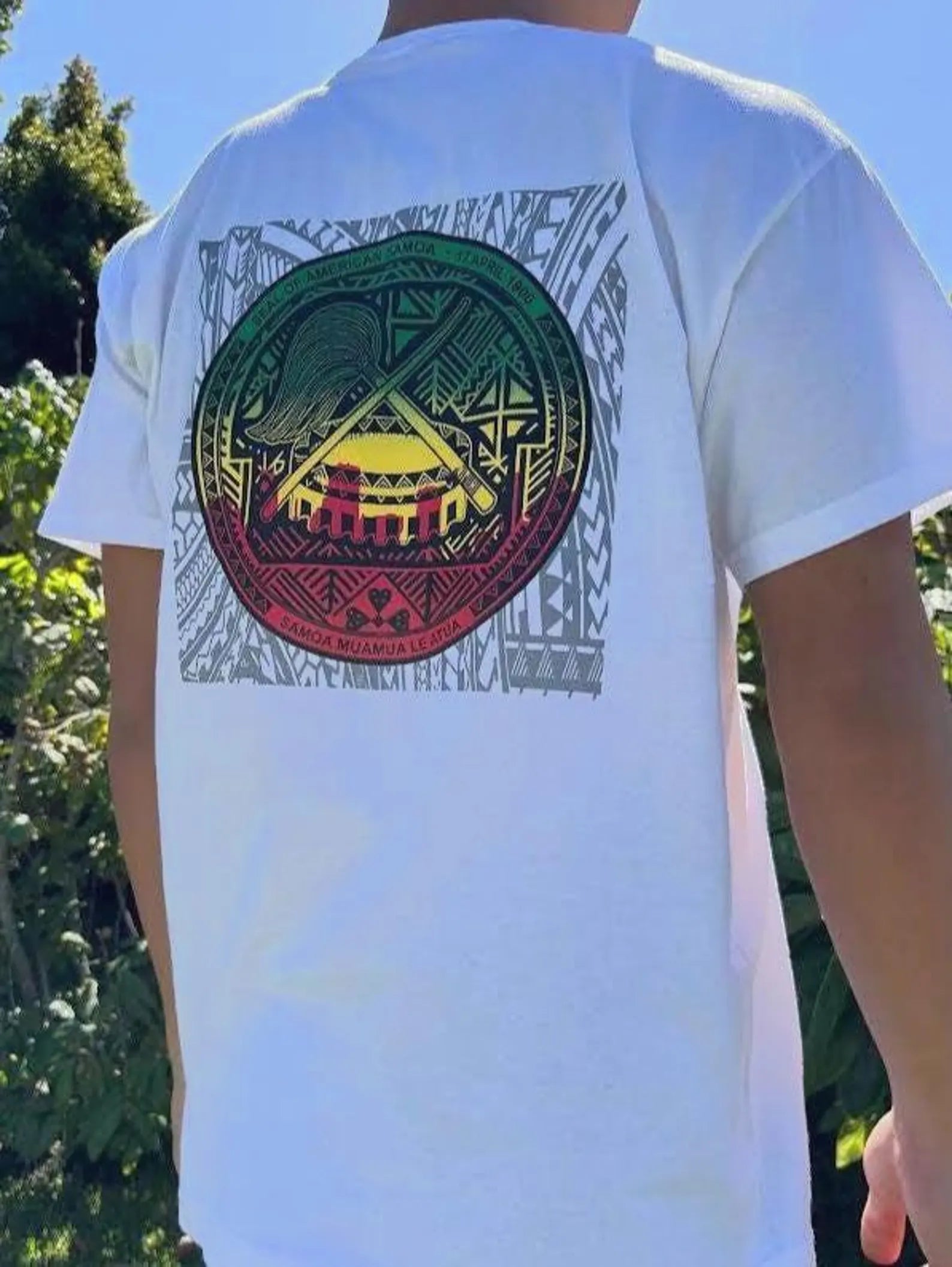 Samoan America Rasta Seal Graphic Tee - Black & White