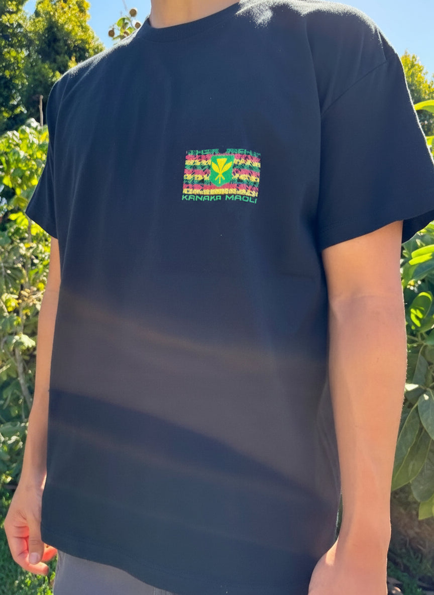 Kanaka Maoli Rasta Flag Graphic Tee - Black & White