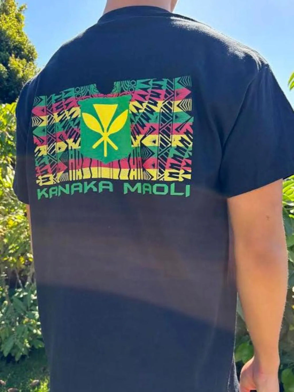 Kanaka Maoli Rasta Flag Graphic Tee - Black & White