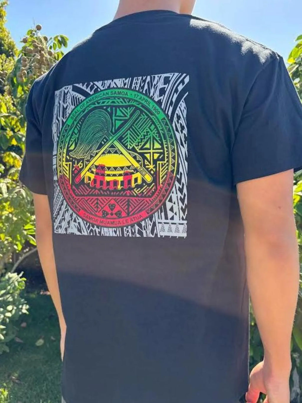 Samoan America Rasta Seal Graphic Tee - Black & White