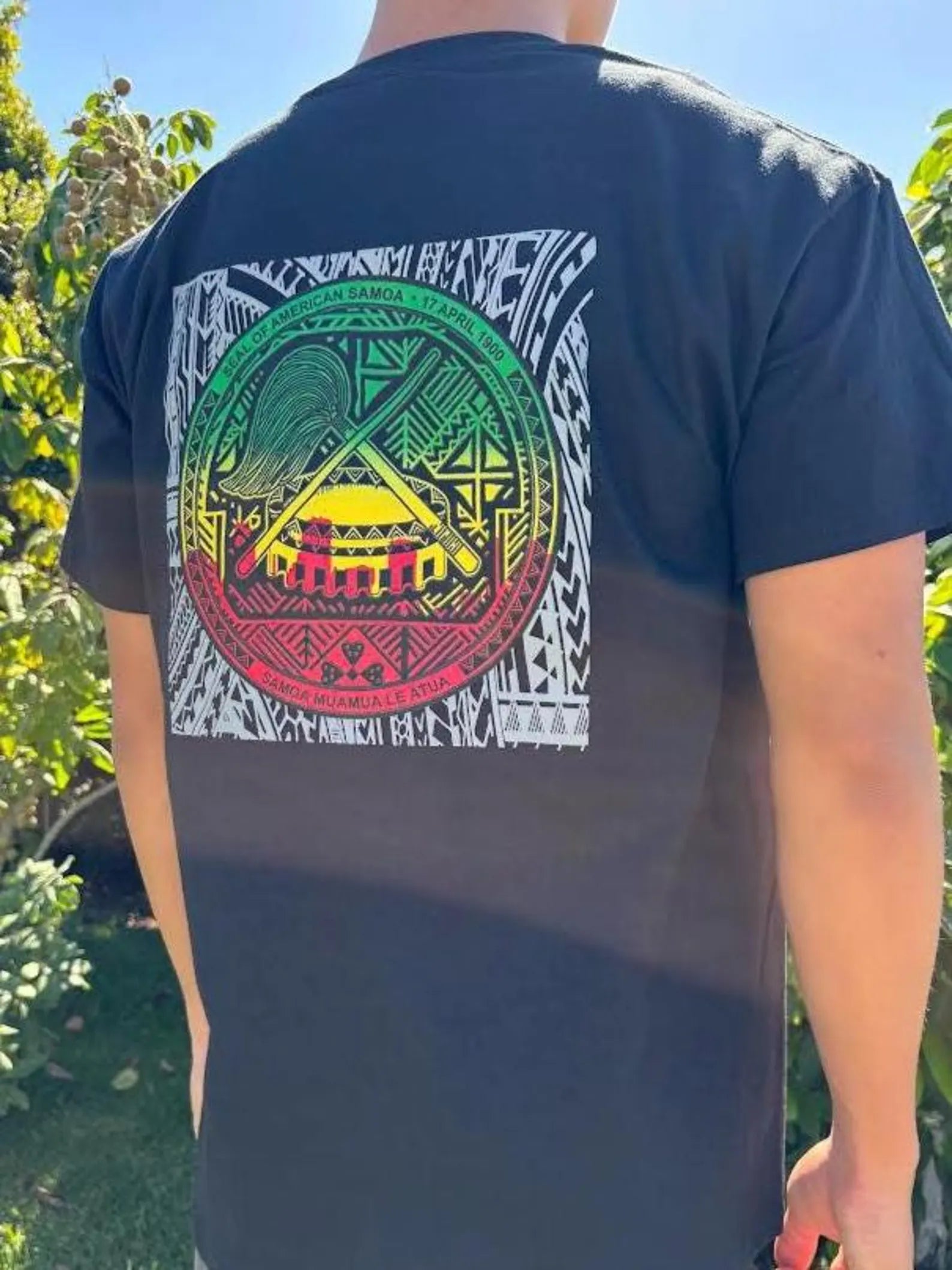 Samoan America Rasta Seal Graphic Tee - Black & White