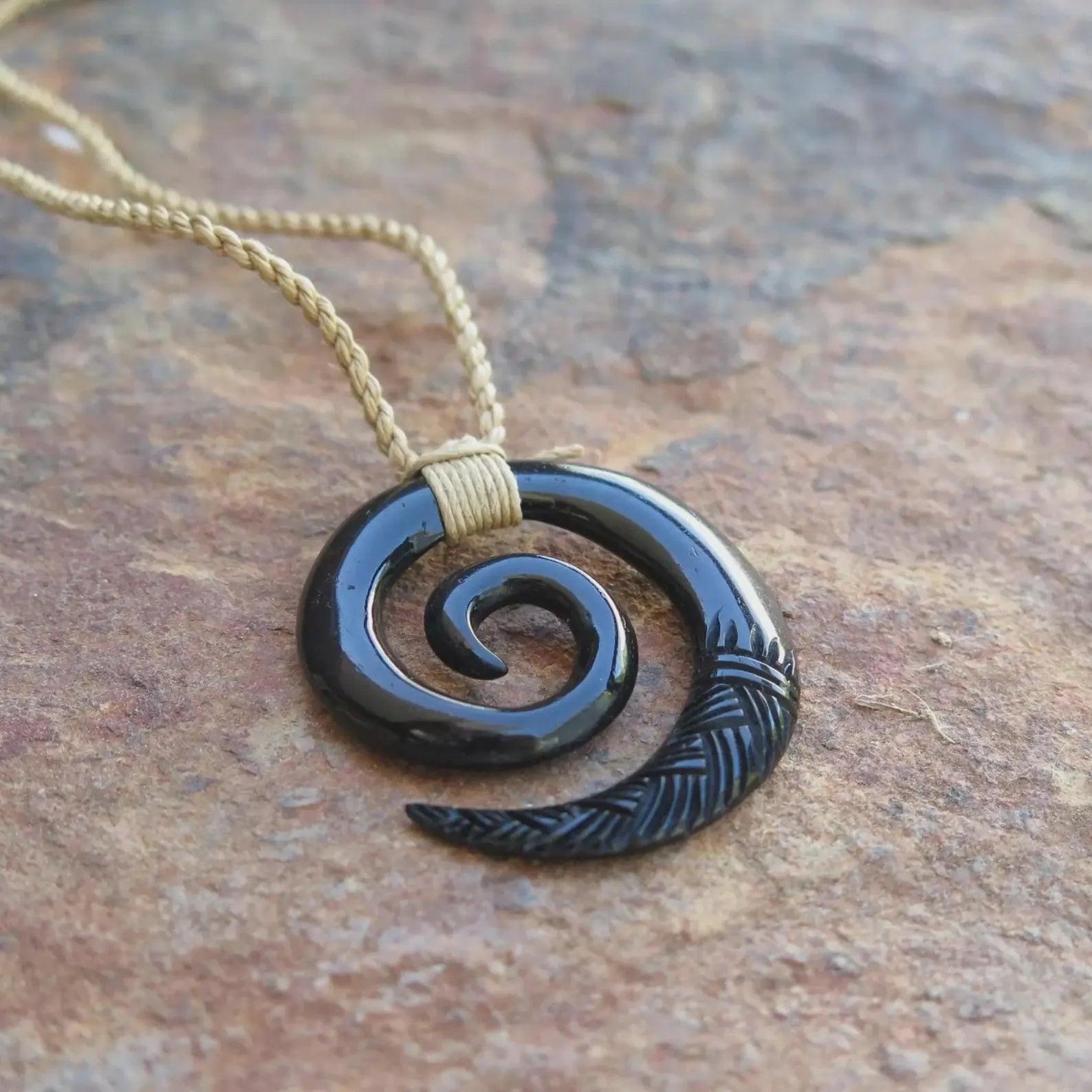 Spiral Hand Carved Pendant