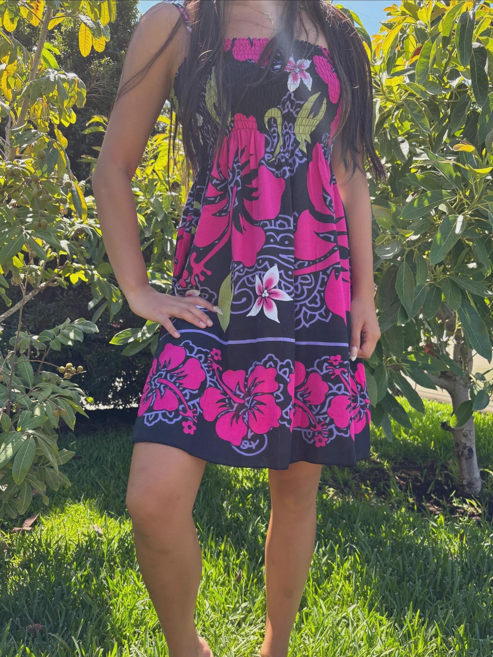 Noelani Sun Dress - Pink & Black