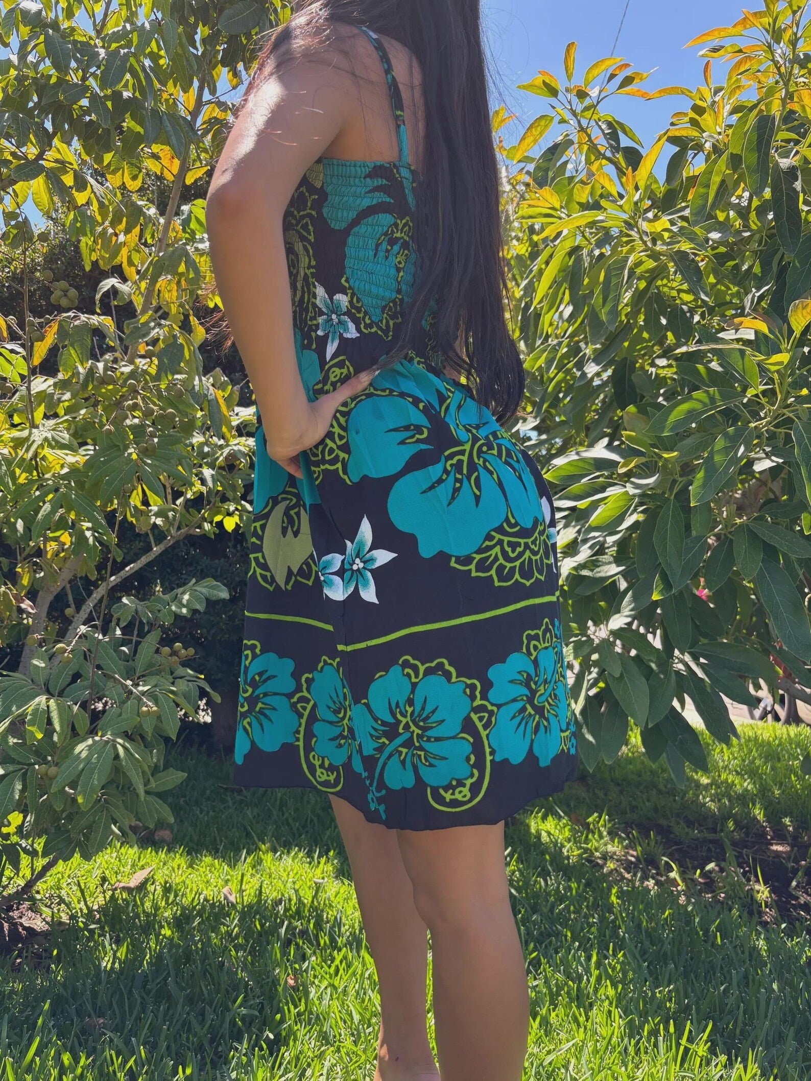 Noelani Sun Dress - Turquoise & Black